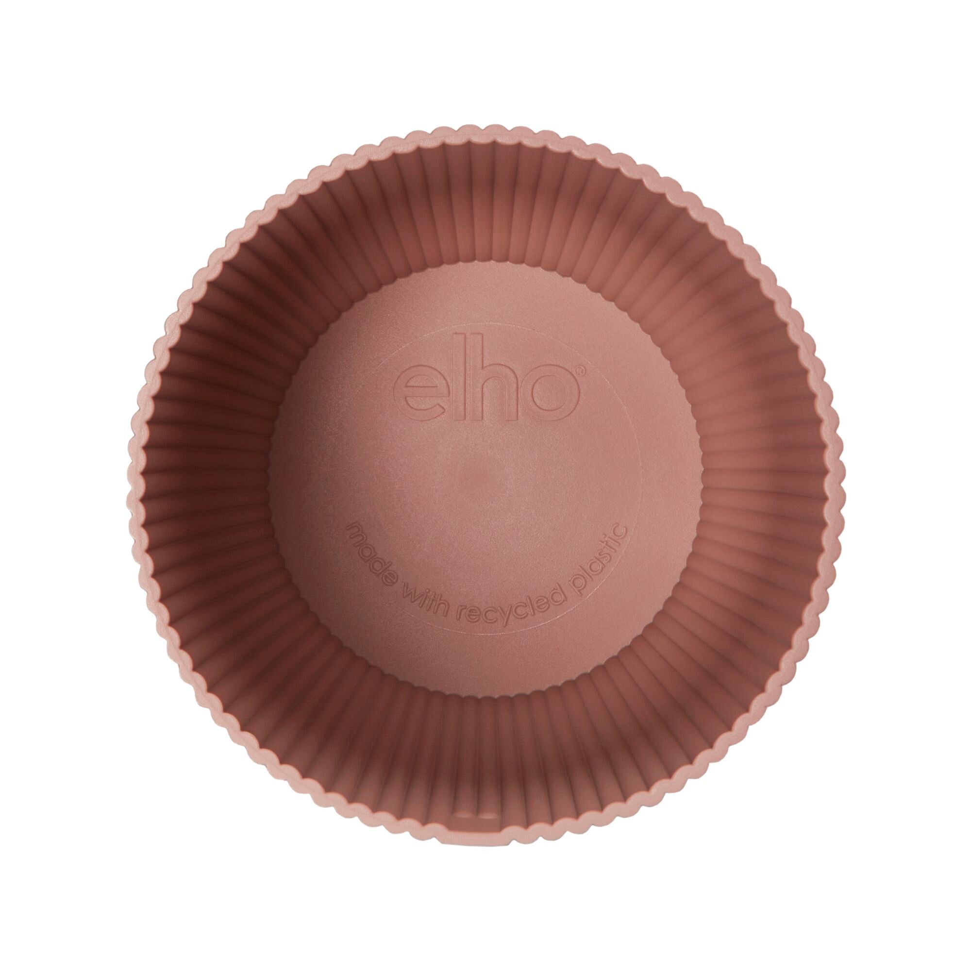 Delicate Pink Elho Vibes Round pot from above, showing inside design.